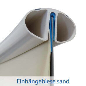 Sandfarbene Poolfolie mit Einhängebiese